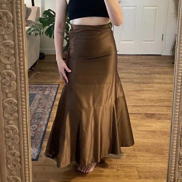 BCBG MAXAZRIA Tulle Satin Skirt Tutu Brown Size 2 Maxi Formal Y2K Elegant - Picture 10 of 10